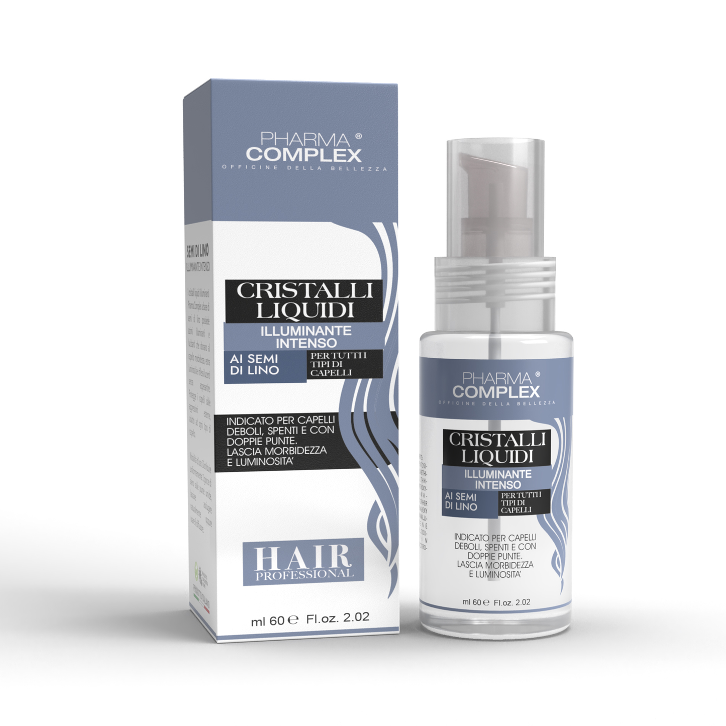 PHARMACOMPLEX Cristalli Liquidi Illuminanti ai Semi di Lino – Per Capelli Spenti e con Doppie Punte – 60 ml