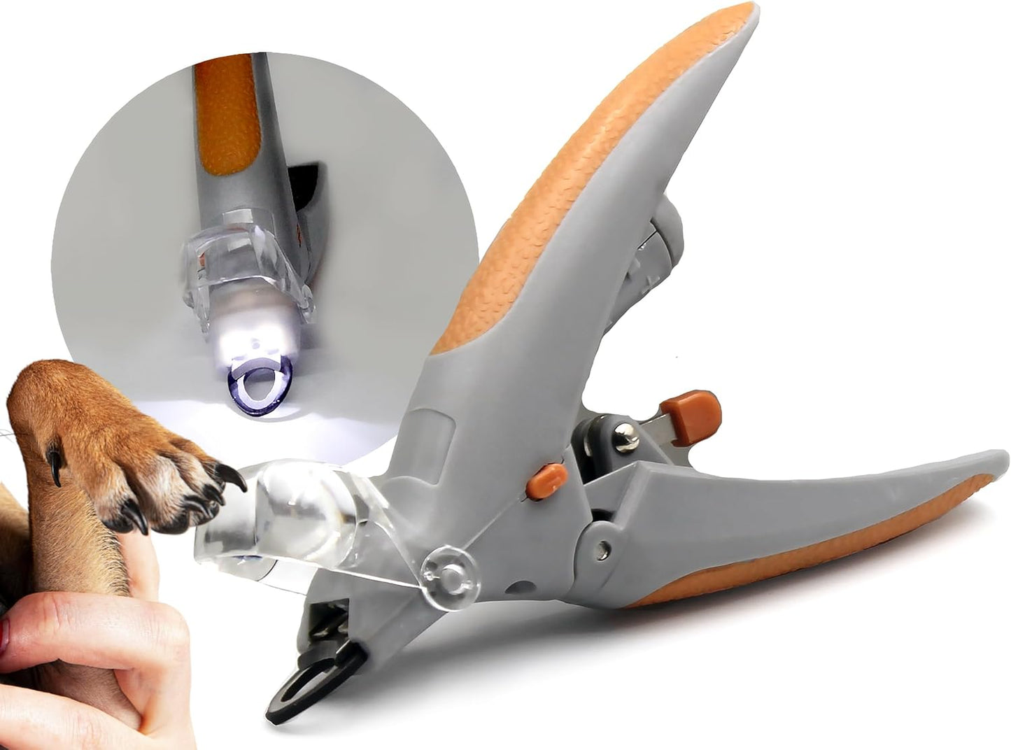 LEXYFRIEND Tagliaunghie per Cani e Gatti con Luce LED – Taglio Preciso e Sicuro con Ingrandimento 5X – Batterie Non Incluse
