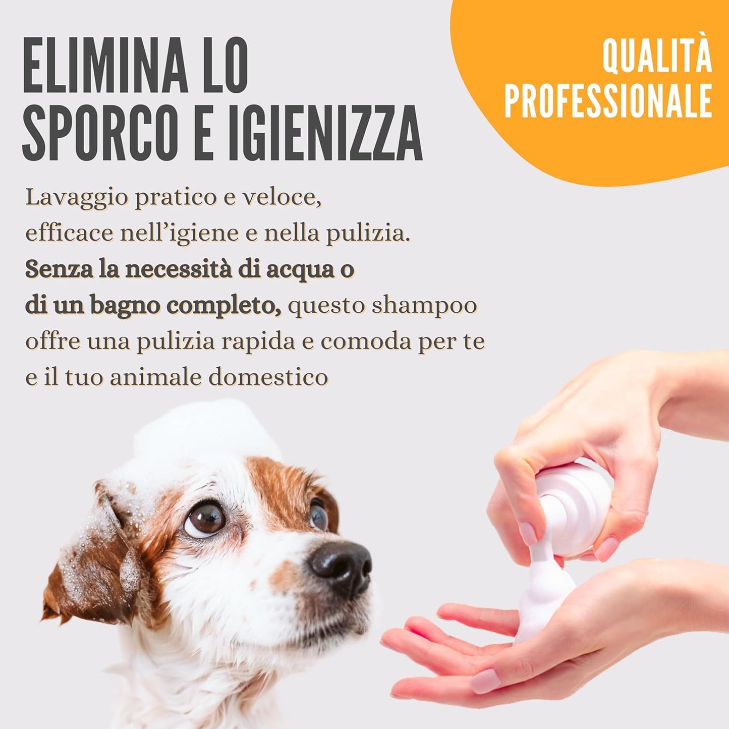 LEXYFRIEND Shampoo Mousse a Secco per Cani e Gatti – Pulizia Delicata Senza Acqua e Profumazione Naturale – 150 ml
