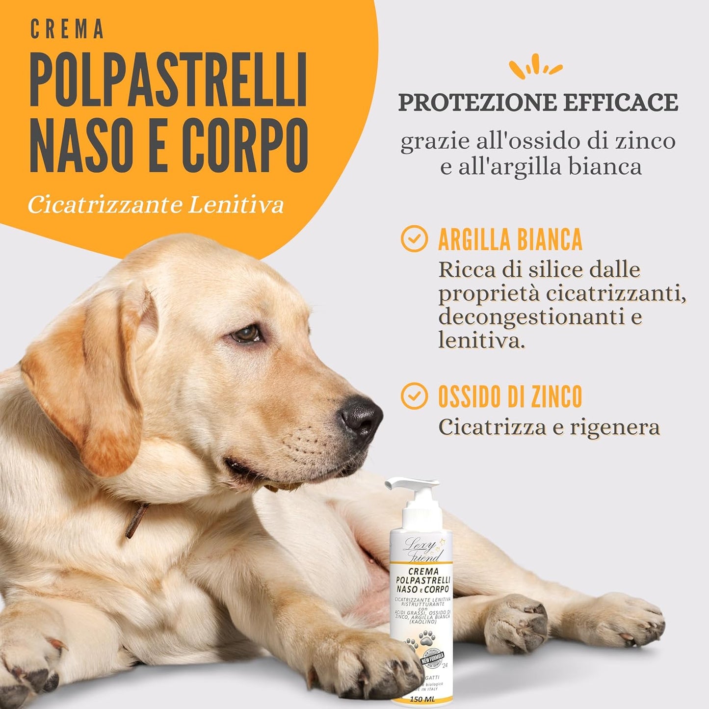 LEXYFRIEND Crema Polpastrelli per Cani e Gatti – Protezione Zampe, Cuscinetti e Gomiti Secchi – 150 ml