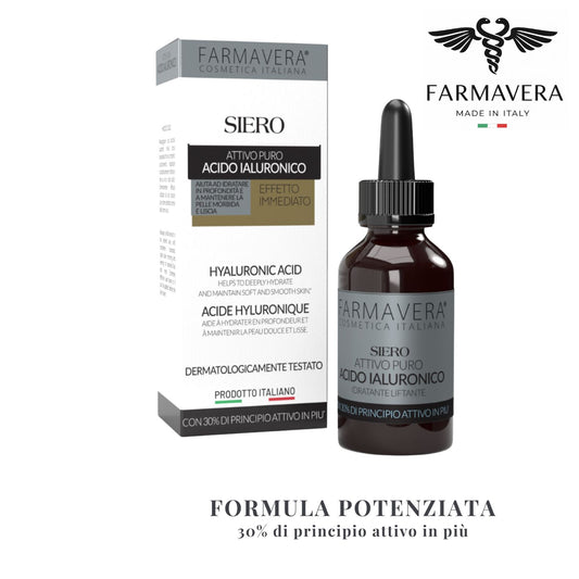 FARMAVERA Siero Viso Acido Ialuronico: Idrata e Rimpolpa la Pelle 30ML