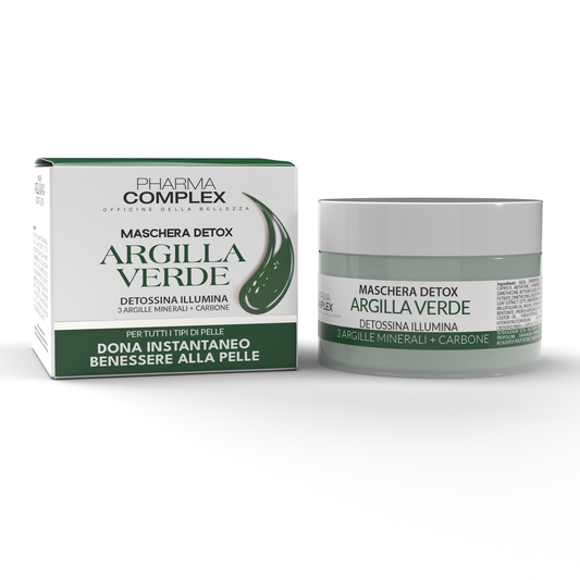 PHARMACOMPLEX Maschera Viso Argilla Verde 50 ml – Detox, Illuminante, Purificante