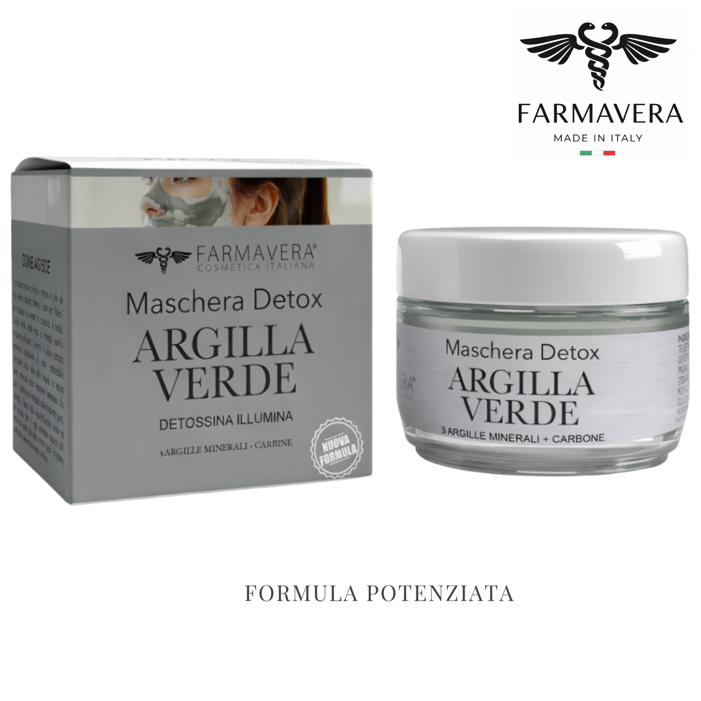FARMAVERA Maschera Viso Argilla Verde Purificante e Riequilibrante – 50 ml