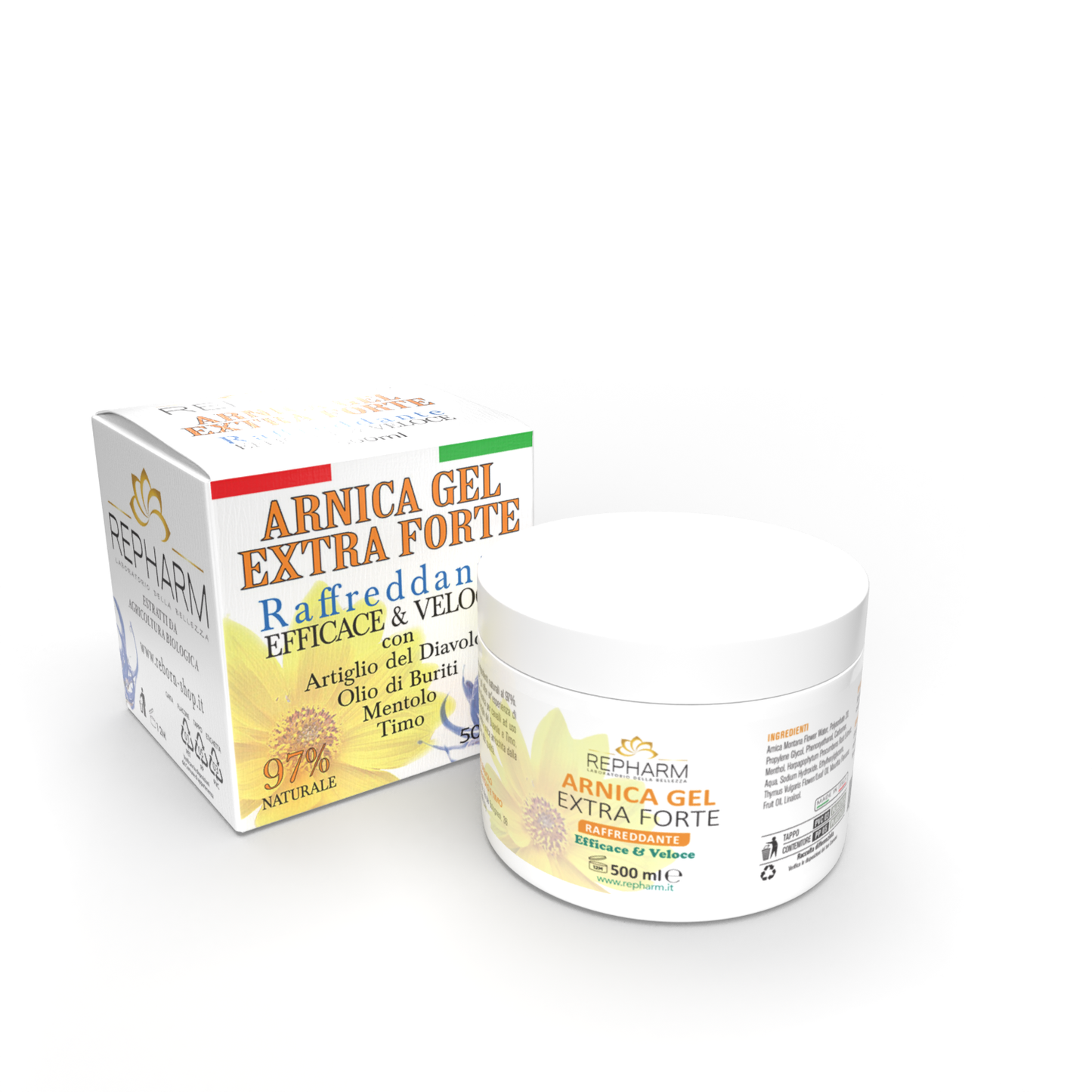 REPHARM Arnica Extra Forte Cavallo – Gel Effetto Freddo con Arnica Montana e Artiglio del Diavolo – 500 ml