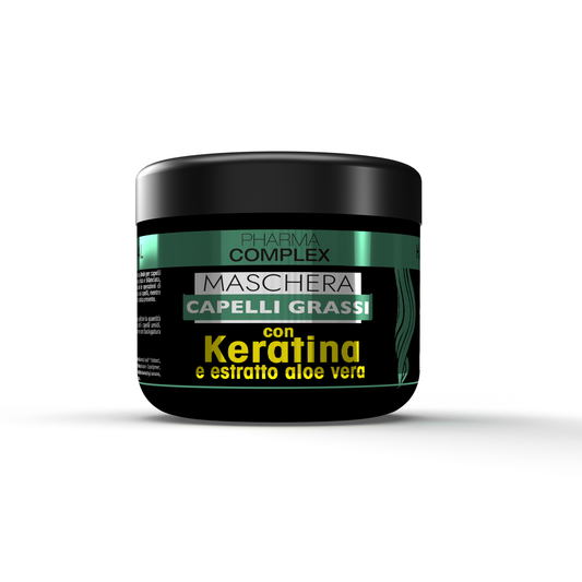PHARMACOMPLEX Maschera Capelli Grassi con Cheratina ed Estratto di Aloe Vera – 500 ml
