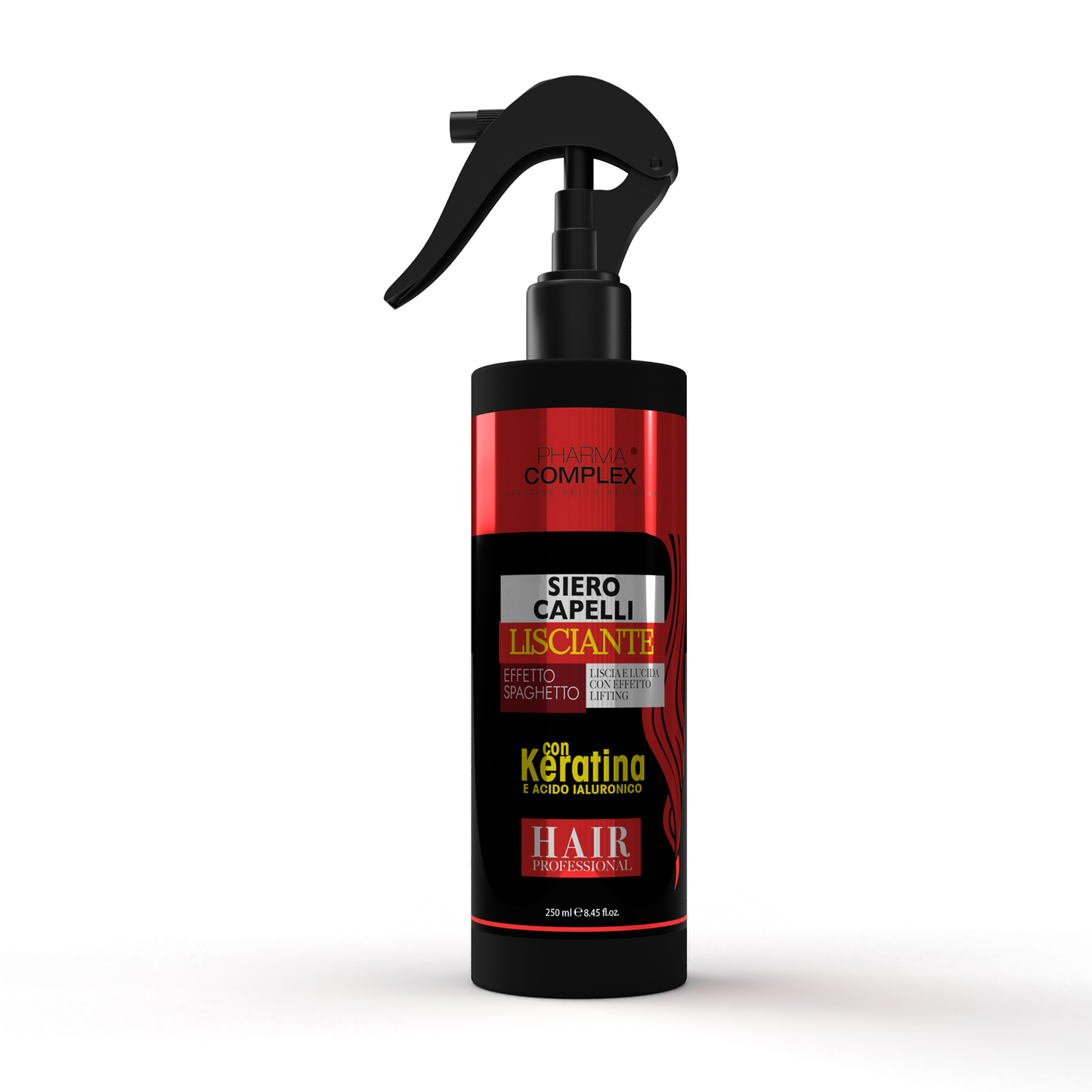 PHARMACOMPLEX Siero Capelli Lisciante Effetto Spaghetto – con Cheratina e Acido Ialuronico – 250 ml