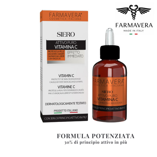 FARMAVERA Siero Viso Vitamina C: Illumina e Idrata la Pelle 30ML